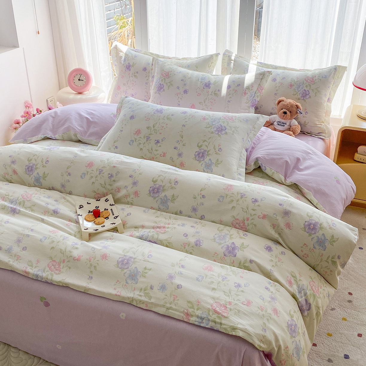 91家纺网 家纺一手货源 找家纺 钰锦珀家纺 2026新款13070全棉直角床单三件套四件套 知意花蔓