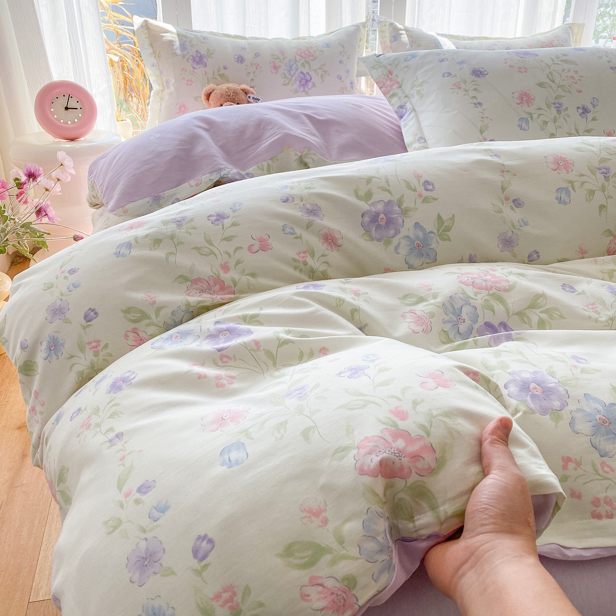 91家纺网 家纺一手货源 找家纺 钰锦珀家纺 2026新款13070全棉直角床单三件套四件套 知意花蔓