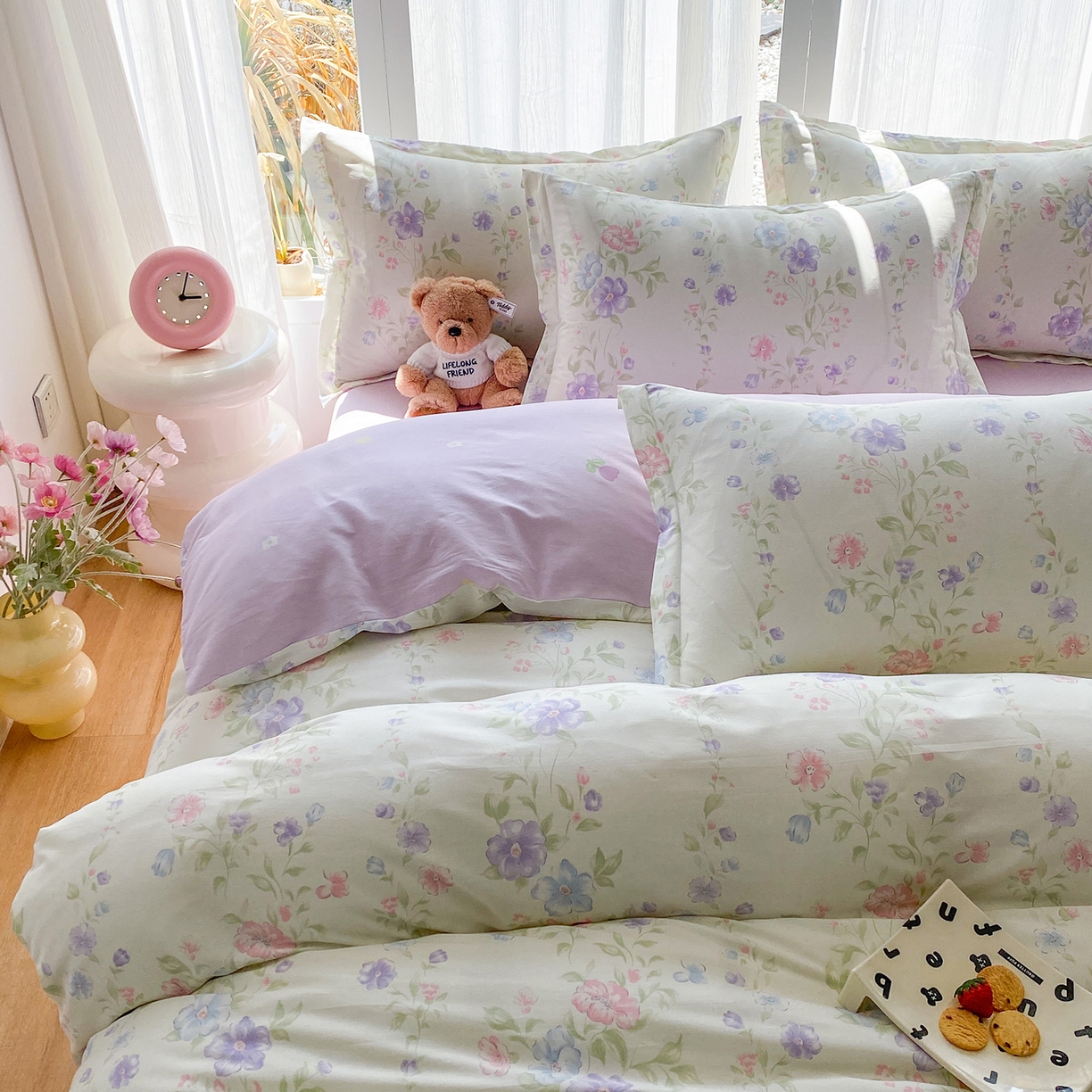 91家纺网 家纺一手货源 找家纺 钰锦珀家纺 2026新款13070全棉直角床单三件套四件套 知意花蔓