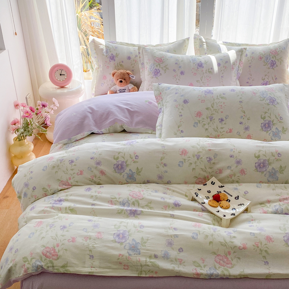 91家纺网 家纺一手货源 找家纺 钰锦珀家纺 2026新款13070全棉直角床单三件套四件套 知意花蔓