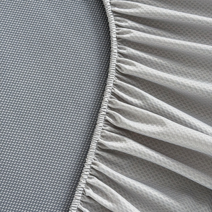 91家纺网 家纺一手货源 找家纺 牵梦萦家纺 2026新款立体浮雕压花工艺凉感豆豆凉席-床笠款 豆豆彩蝶-浅灰色