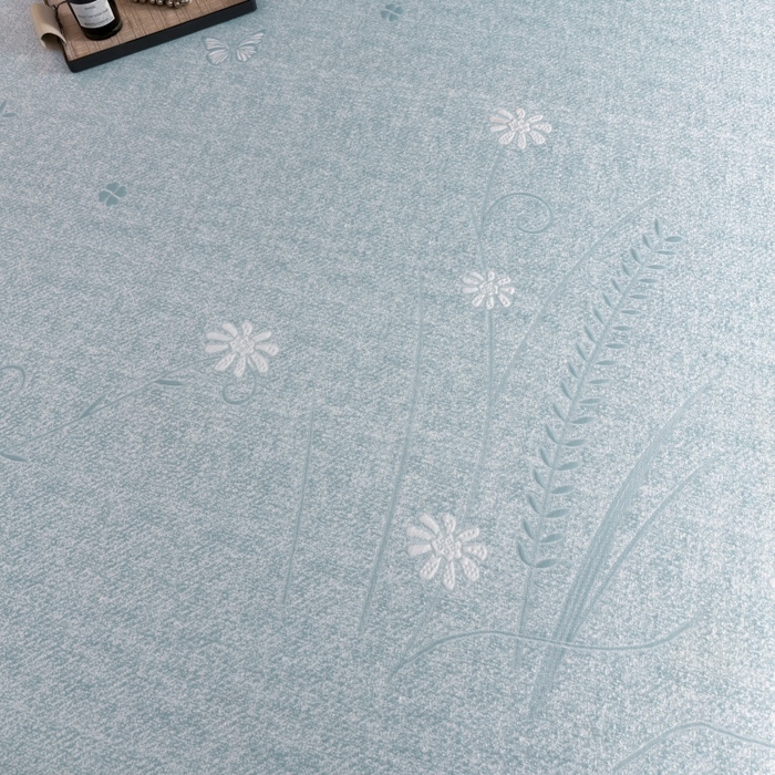 91家纺网 家纺一手货源 找家纺 牵梦萦家纺 2026新款立体浮雕压花工艺凉感豆豆凉席-床笠款 豆豆彩蝶-浅蓝色