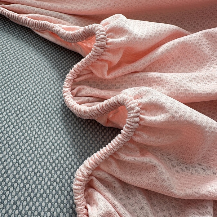 91家纺网 家纺一手货源 找家纺 牵梦萦家纺 2026新款立体浮雕压花工艺凉感豆豆凉席-床笠款 豆豆荷塘月色-粉色