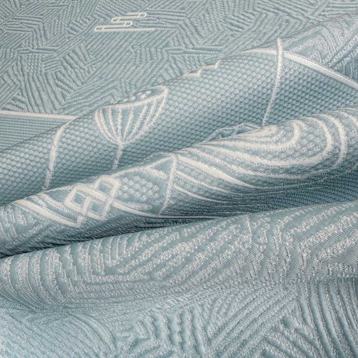 91家纺网 家纺一手货源 找家纺 牵梦萦家纺 2026新款立体浮雕压花工艺凉感豆豆凉席-床笠款 豆豆荷塘月色-蓝色