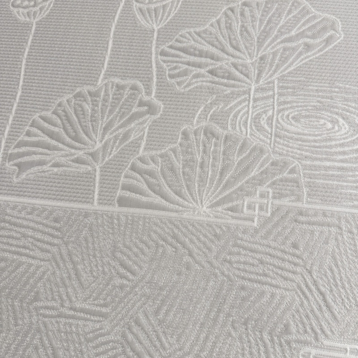 91家纺网 家纺一手货源 找家纺 牵梦萦家纺 2026新款立体浮雕压花工艺凉感豆豆凉席-床笠款 豆豆荷塘月色-浅灰色