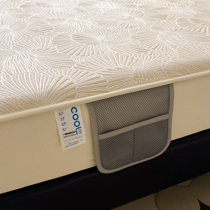 91家纺网 家纺一手货源 找家纺 牵梦萦家纺 2026新款立体浮雕压花工艺凉感豆豆凉席-床笠款 豆豆银杏叶-奶白色