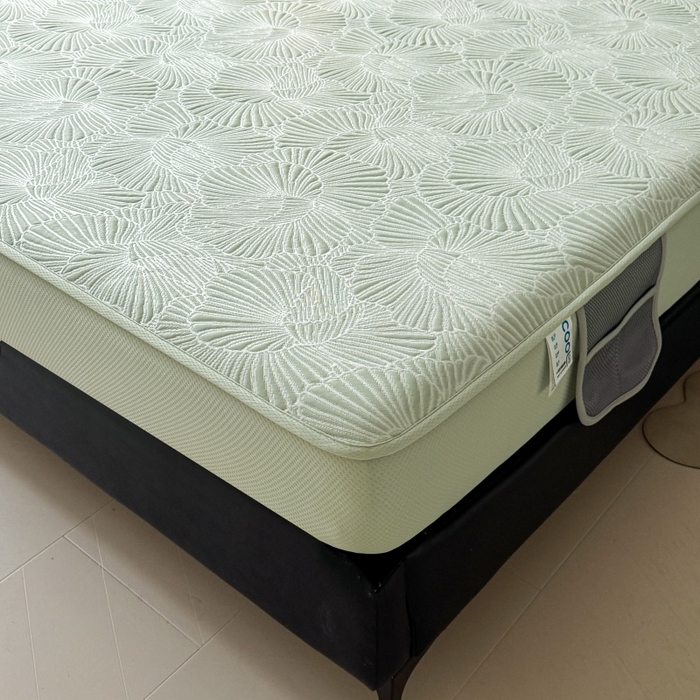 91家纺网 家纺一手货源 找家纺 牵梦萦家纺 2026新款立体浮雕压花工艺凉感豆豆凉席-床笠款 豆豆银杏叶-绿色