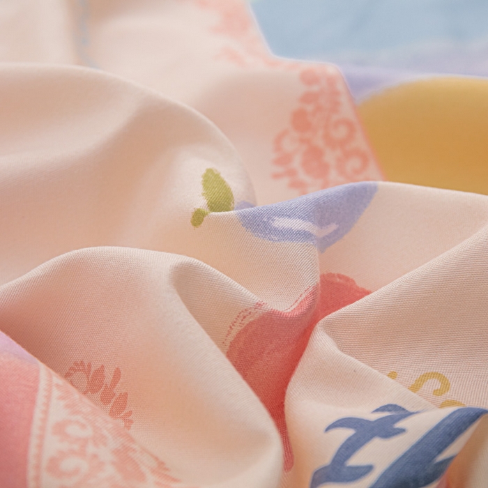 91家纺网 家纺一手货源 找家纺 莎臣豹 2026新款水洗棉磨毛印花简约风单品被套 彩虹桃桃