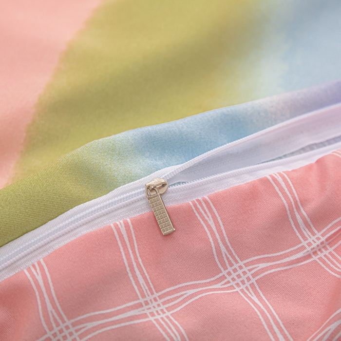 91家纺网 家纺一手货源 找家纺 莎臣豹 2026新款水洗棉磨毛印花简约风单品被套 彩虹桃桃