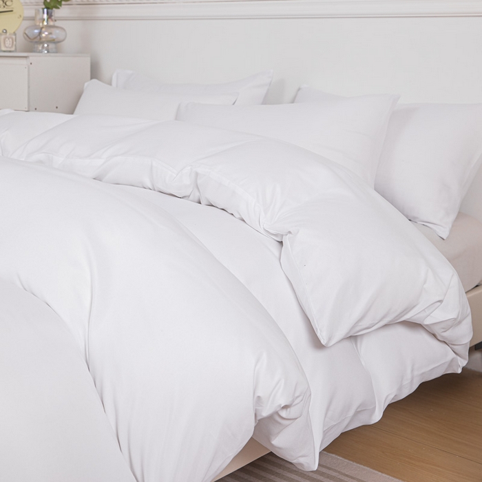 91家纺网 家纺一手货源 找家纺 莎臣豹 2026新款水洗棉磨毛印花简约风单品被套 纯情白