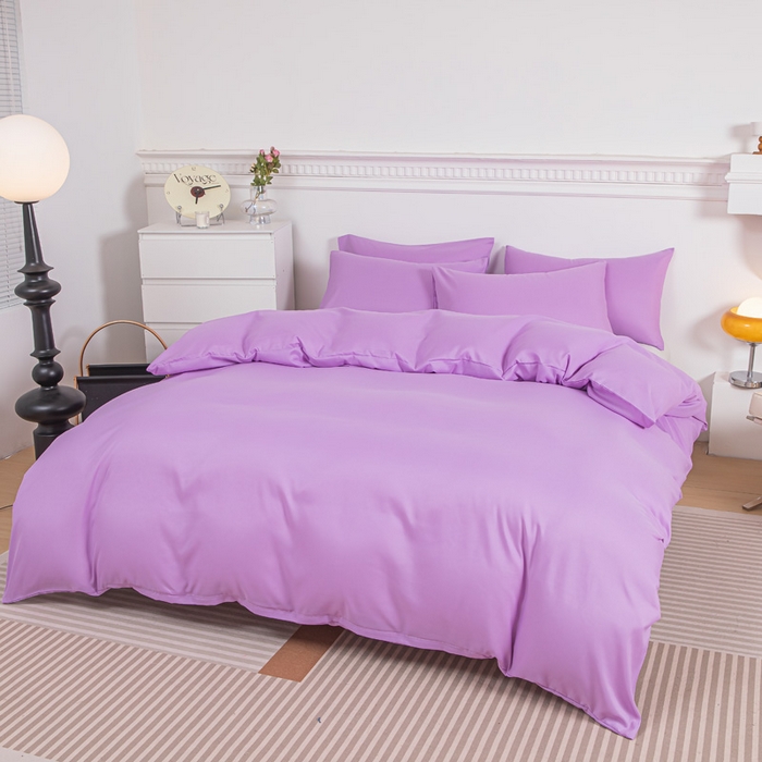 91家纺网 家纺一手货源 找家纺 莎臣豹 2026新款水洗棉磨毛印花简约风单品被套 丁香紫