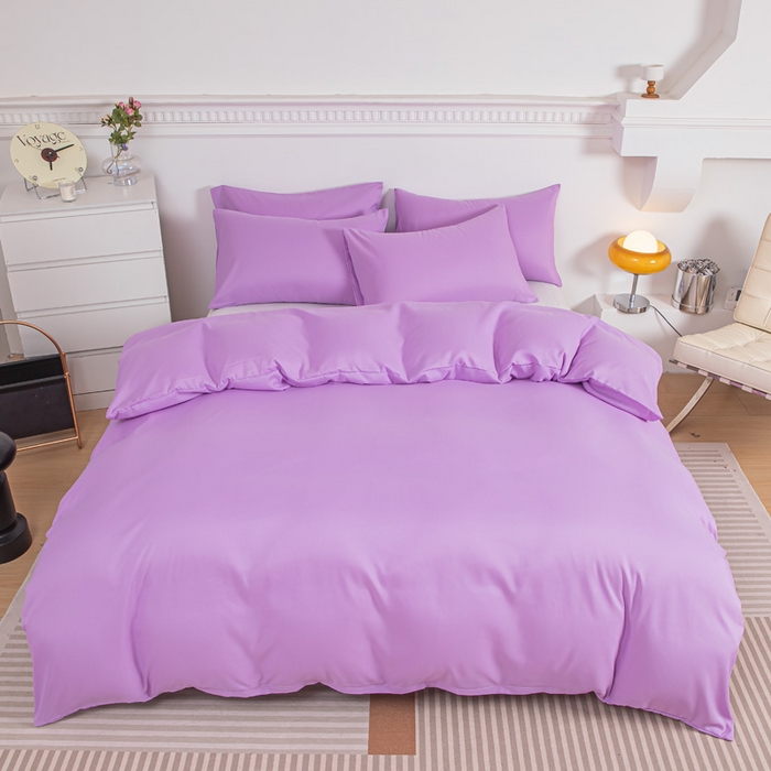 91家纺网 家纺一手货源 找家纺 莎臣豹 2026新款水洗棉磨毛印花简约风单品被套 丁香紫