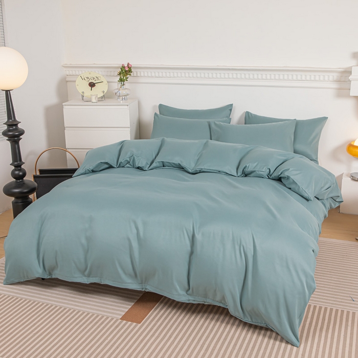 91家纺网 家纺一手货源 找家纺 莎臣豹 2026新款水洗棉磨毛印花简约风单品被套 豆绿