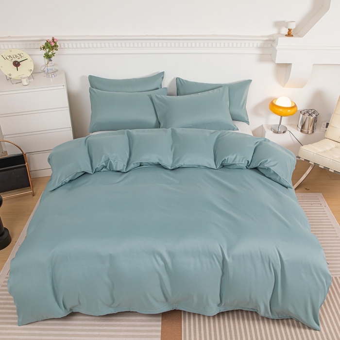 91家纺网 家纺一手货源 找家纺 莎臣豹 2026新款水洗棉磨毛印花简约风单品被套 豆绿