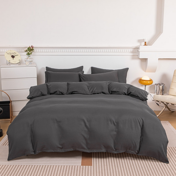 莎臣豹 2026新款水洗棉磨毛印花简约风单品被套 高雅灰