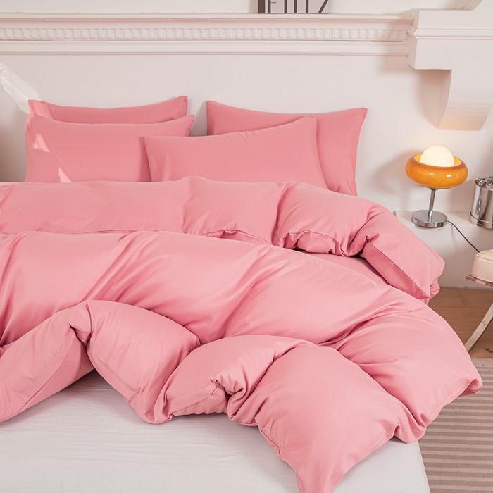 91家纺网 家纺一手货源 找家纺 莎臣豹 2026新款水洗棉磨毛印花简约风单品被套 公主粉