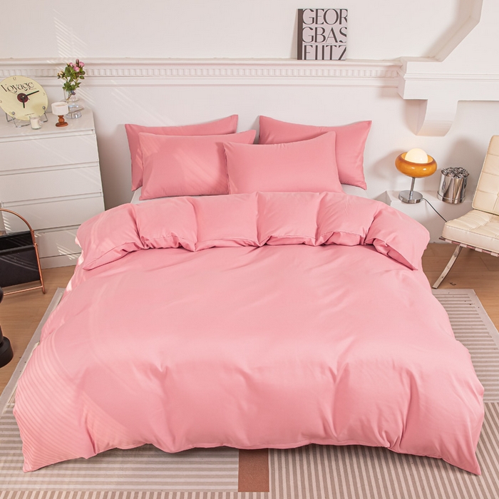 91家纺网 家纺一手货源 找家纺 莎臣豹 2026新款水洗棉磨毛印花简约风单品被套 公主粉