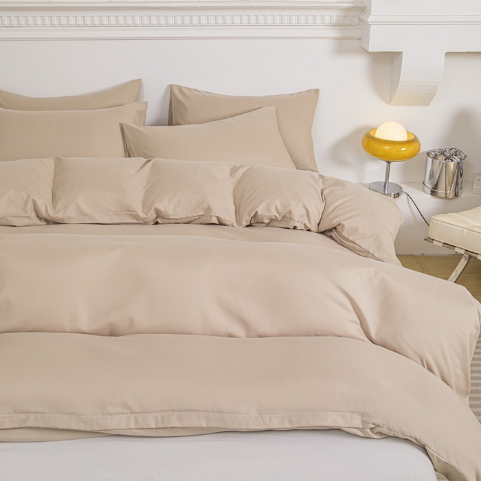 91家纺网 家纺一手货源 找家纺 莎臣豹 2026新款水洗棉磨毛印花简约风单品被套 卡其