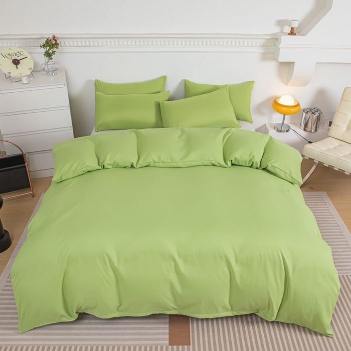 91家纺网 家纺一手货源 找家纺 莎臣豹 2026新款水洗棉磨毛印花简约风单品被套 抹茶绿