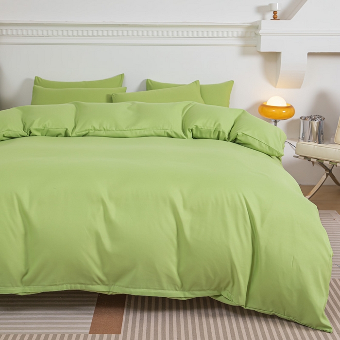 91家纺网 家纺一手货源 找家纺 莎臣豹 2026新款水洗棉磨毛印花简约风单品被套 抹茶绿