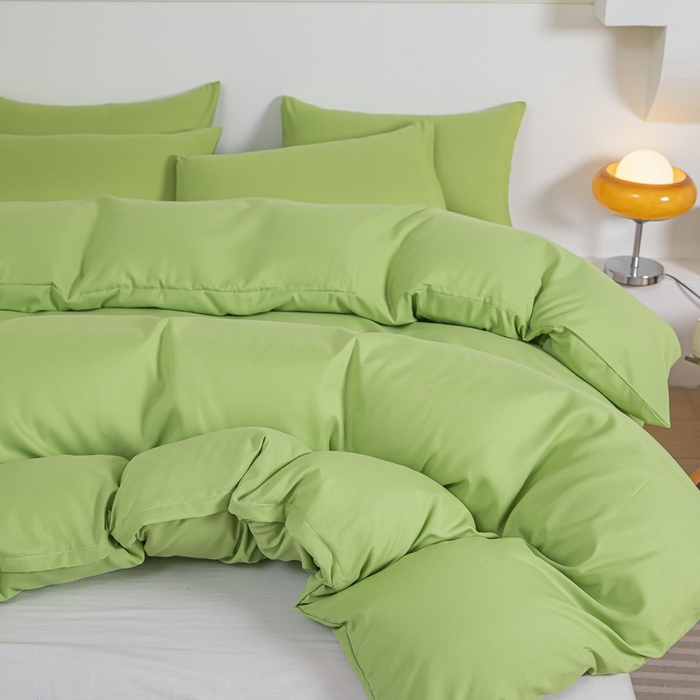 91家纺网 家纺一手货源 找家纺 莎臣豹 2026新款水洗棉磨毛印花简约风单品被套 抹茶绿