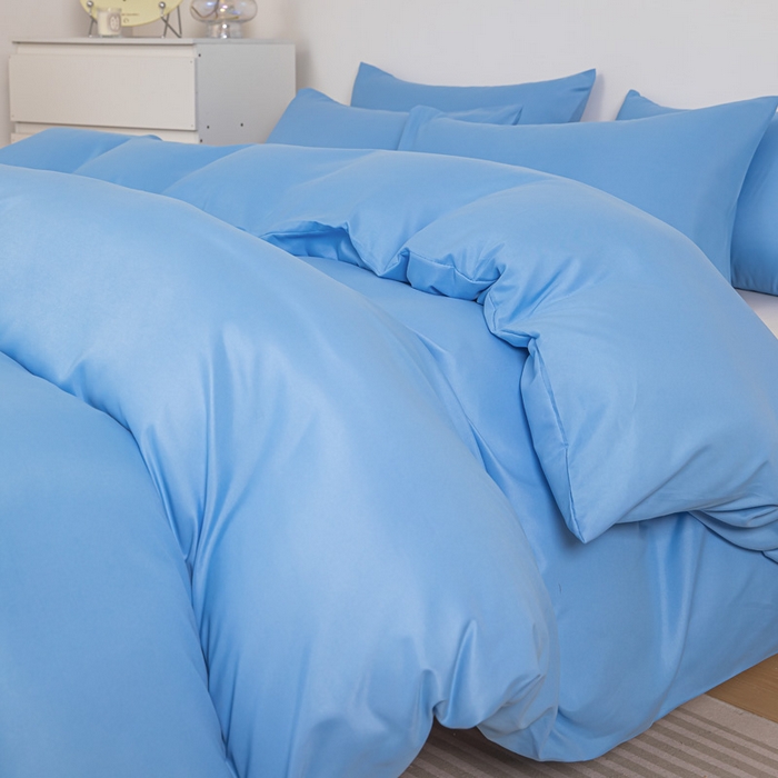 91家纺网 家纺一手货源 找家纺 莎臣豹 2026新款水洗棉磨毛印花简约风单品被套 天空蓝