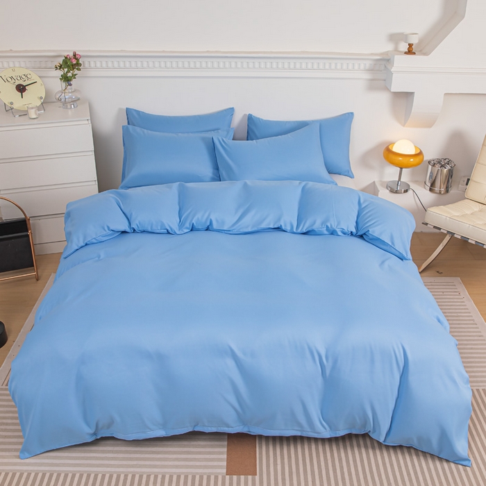 91家纺网 家纺一手货源 找家纺 莎臣豹 2026新款水洗棉磨毛印花简约风单品被套 天空蓝