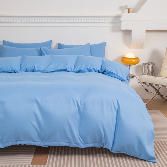 91家纺网 家纺一手货源 找家纺 莎臣豹 2026新款水洗棉磨毛印花简约风单品被套 天空蓝