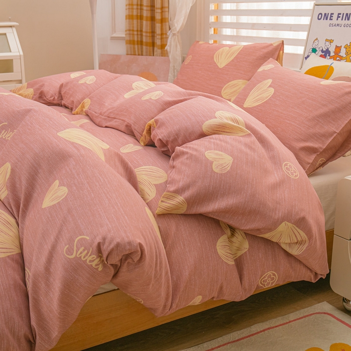 91家纺网 家纺一手货源 找家纺 莎臣豹 2026新款水洗棉磨毛印花简约风单品被套 甜蜜的心