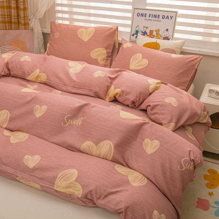 91家纺网 家纺一手货源 找家纺 莎臣豹 2026新款水洗棉磨毛印花简约风单品被套 甜蜜的心