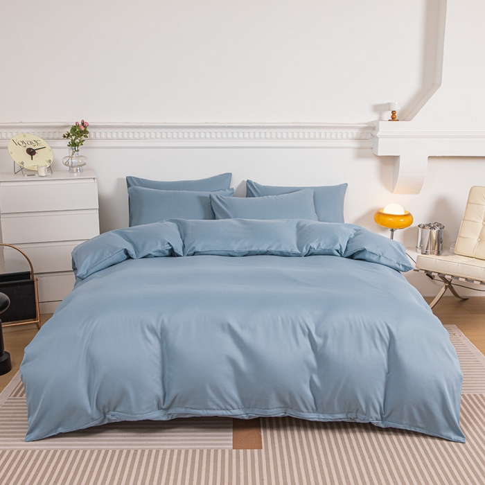 莎臣豹 2026新款水洗棉磨毛印花简约风单品被套 雾霾蓝