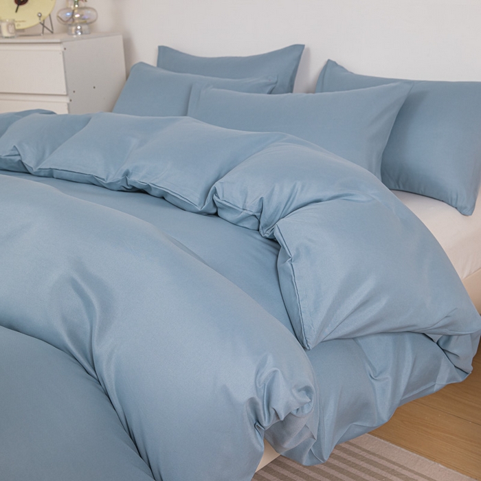 91家纺网 家纺一手货源 找家纺 莎臣豹 2026新款水洗棉磨毛印花简约风单品被套 雾霾蓝