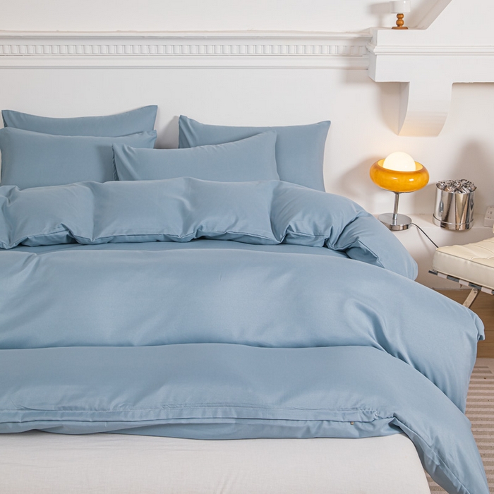 91家纺网 家纺一手货源 找家纺 莎臣豹 2026新款水洗棉磨毛印花简约风单品被套 雾霾蓝