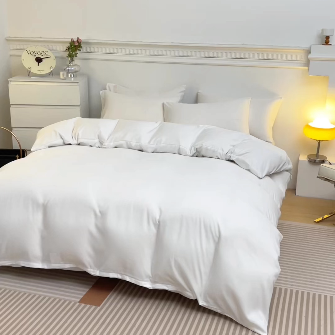 91家纺网 家纺一手货源 找家纺 莎臣豹 2026新款水洗棉磨毛印花简约风单品被套 纯情白