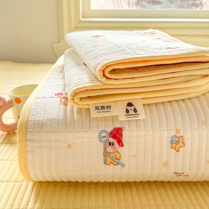 91家纺网 家纺一手货源 找家纺 （总）晓时候 2026新款双层纱印花夏被床盖四件套新疆棉花被夏凉被空调被单夏被