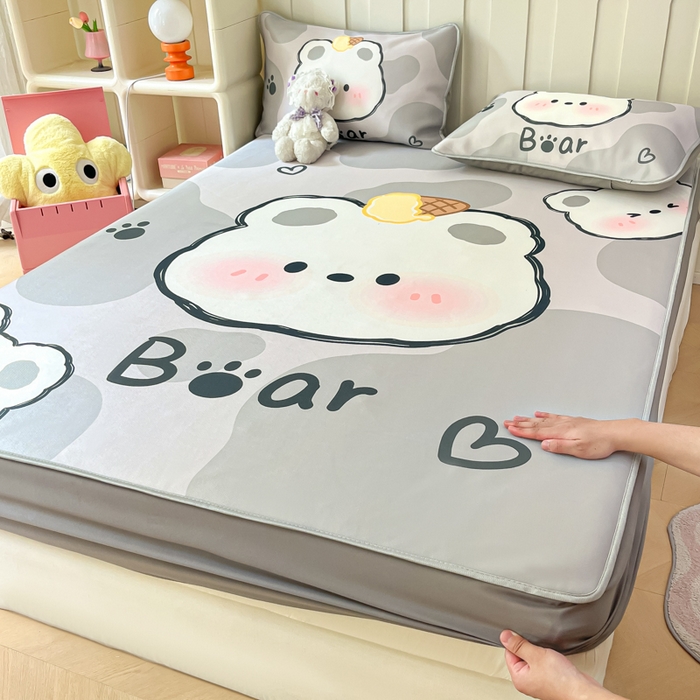 91家纺网 家纺一手货源 找家纺 （总）柒月家居 2026新款大版印花碳光冰丝席床笠款凉席