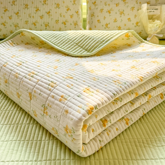 91家纺网 家纺一手货源 找家纺 晓时候 2026新款双层纱印花夏被床盖四件套新疆棉花被夏凉被空调被单夏被 安然入夏