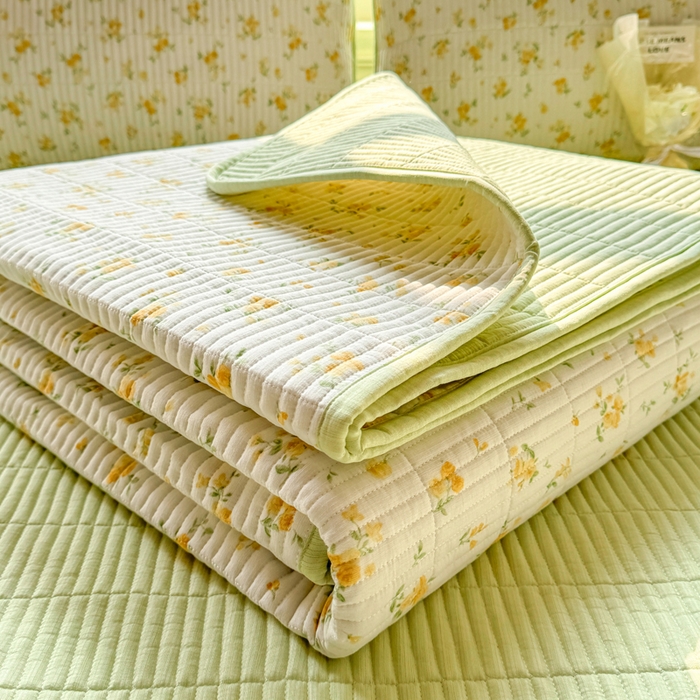 91家纺网 家纺一手货源 找家纺 晓时候 2026新款双层纱印花夏被床盖四件套新疆棉花被夏凉被空调被单夏被 安然入夏