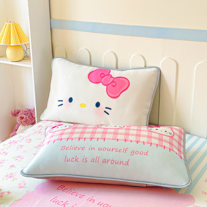 91家纺网 家纺一手货源 找家纺 柒月家居 2026新款大版印花碳光冰丝席床笠款凉席 床笠-猫猫小窝