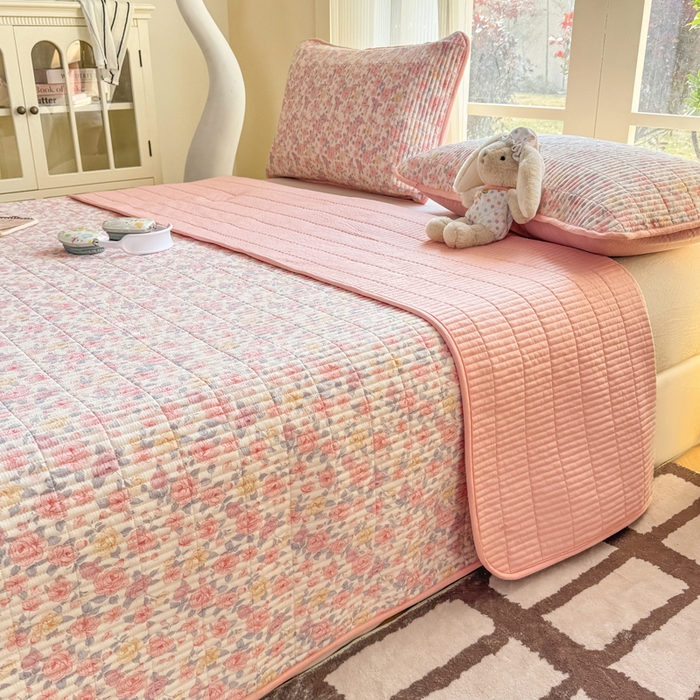 91家纺网 家纺一手货源 找家纺 晓时候 2026新款双层纱印花夏被床盖四件套新疆棉花被夏凉被空调被单夏被 繁花