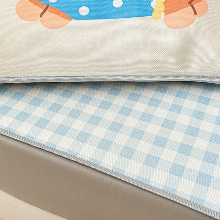 91家纺网 家纺一手货源 找家纺 柒月家居 2026新款大版印花碳光冰丝席床笠款凉席 床笠-汪汪乐园