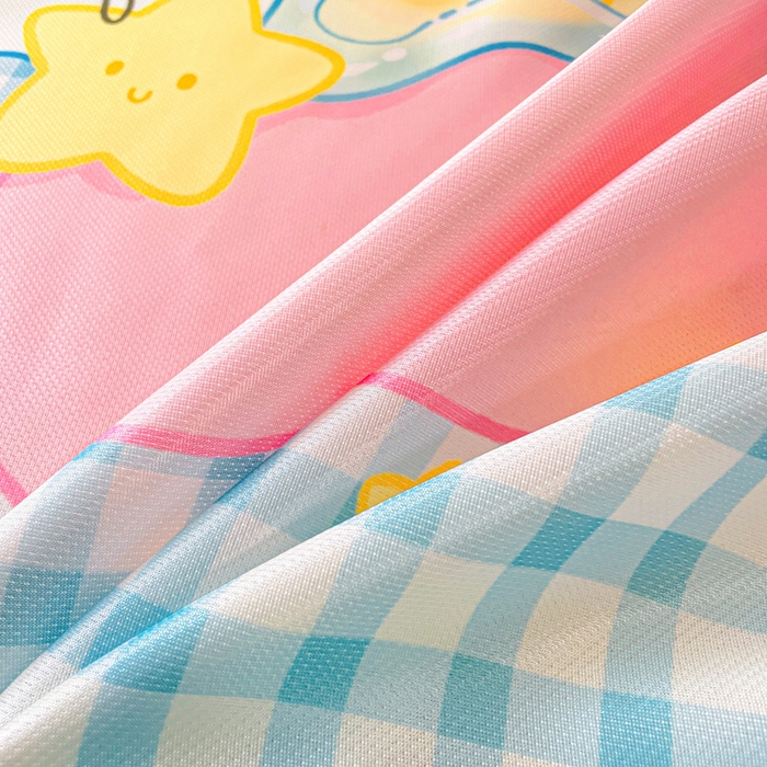 91家纺网 家纺一手货源 找家纺 柒月家居 2026新款大版印花碳光冰丝席床笠款凉席 床笠-星星之愿