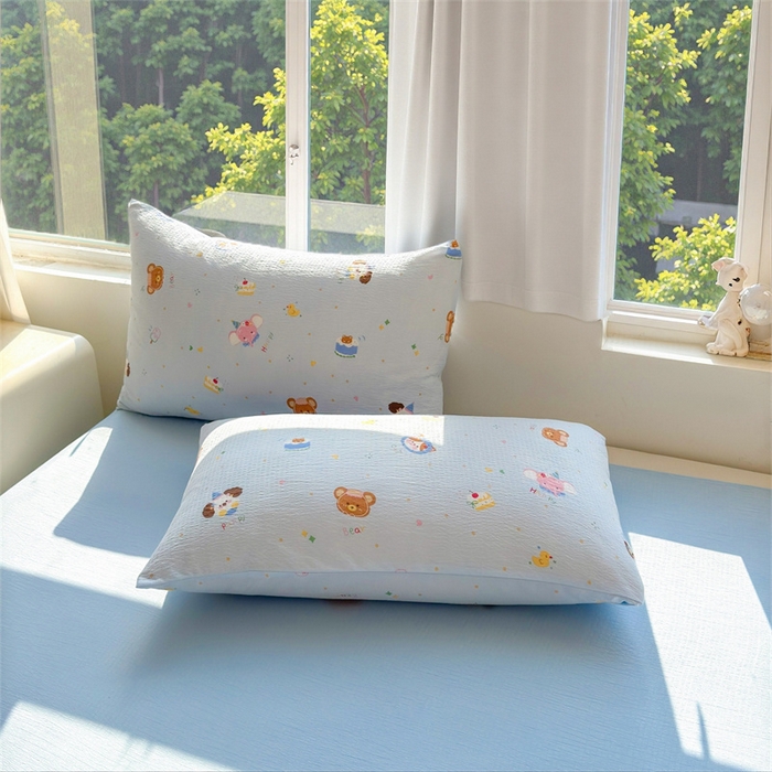 91家纺网 家纺一手货源 找家纺 晓时候 2026新款双层纱印花夏被床盖四件套新疆棉花被夏凉被空调被单夏被 萌宠派对