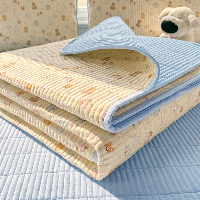 91家纺网 家纺一手货源 找家纺 晓时候 2026新款双层纱印花夏被床盖四件套新疆棉花被夏凉被空调被单夏被 奶芙狗