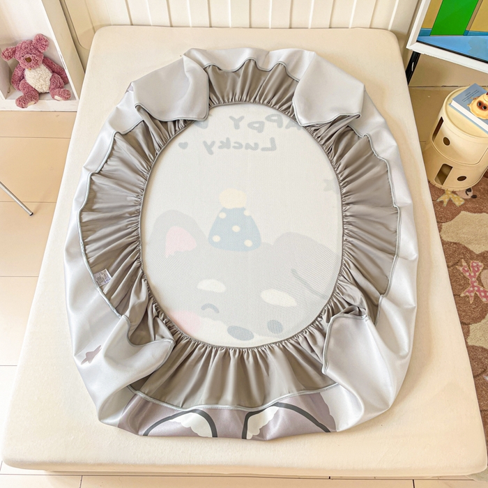 91家纺网 家纺一手货源 找家纺 柒月家居 2026新款大版印花碳光冰丝席床笠款凉席 床笠-雪纳瑞狗