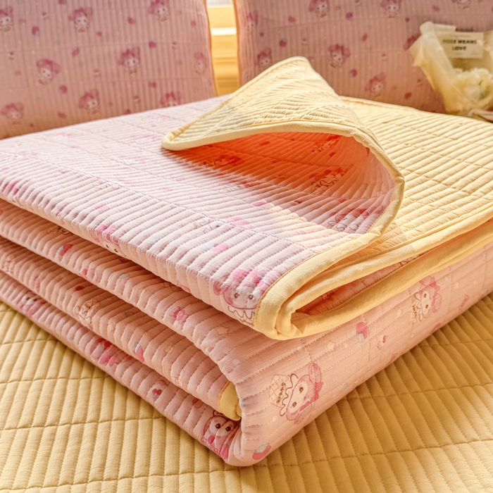 91家纺网 家纺一手货源 找家纺 晓时候 2026新款双层纱印花夏被床盖四件套新疆棉花被夏凉被空调被单夏被 甜心女孩