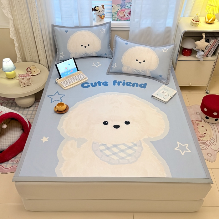 91家纺网 家纺一手货源 找家纺 （总）柒月家居 2026新款大版印花碳光冰丝席床席款凉席