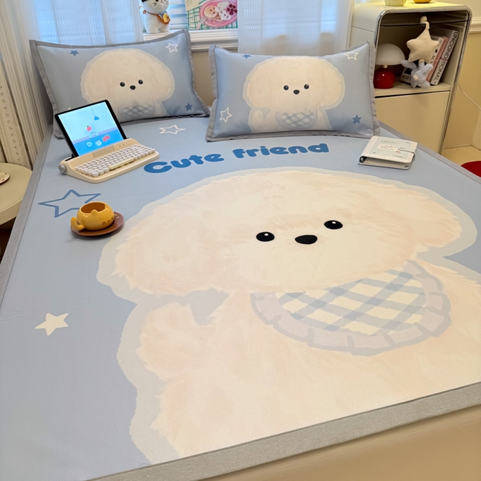 91家纺网 家纺一手货源 找家纺 （总）柒月家居 2026新款大版印花碳光冰丝席床席款凉席