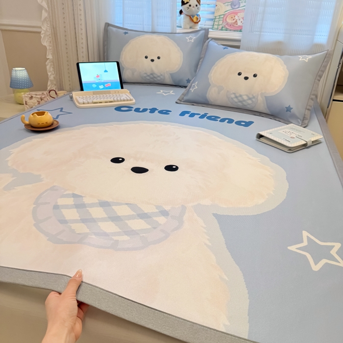 91家纺网 家纺一手货源 找家纺 （总）柒月家居 2026新款大版印花碳光冰丝席床席款凉席