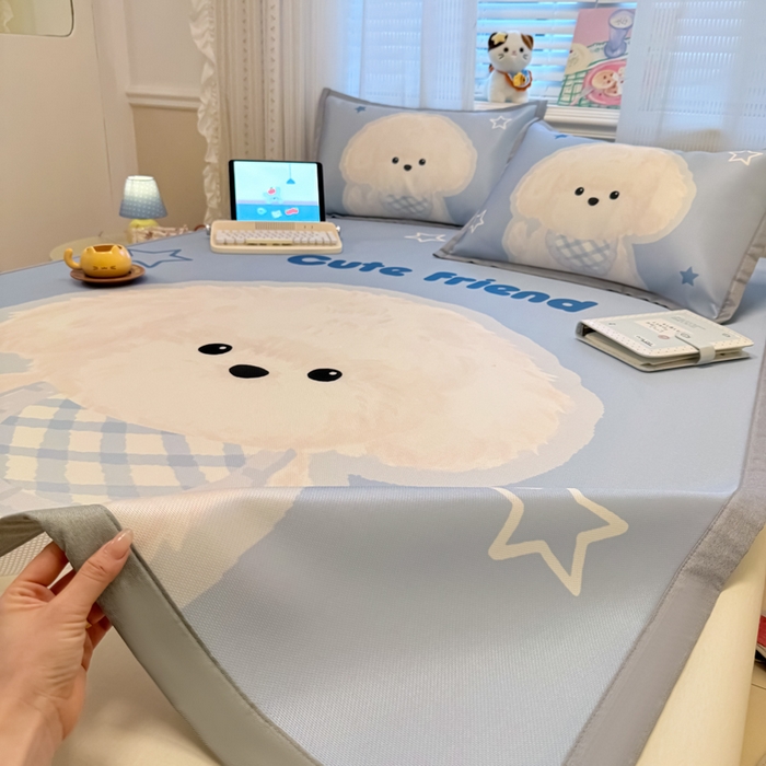 91家纺网 家纺一手货源 找家纺 （总）柒月家居 2026新款大版印花碳光冰丝席床席款凉席